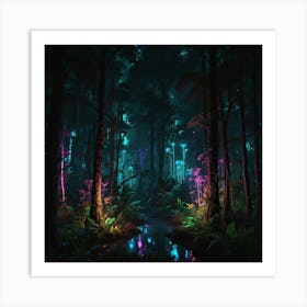 Forest At Night Art Print