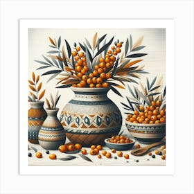 Scandinavian Art, Sea buckthorn berries 3 Art Print