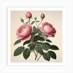 Roses flower plants painting art print 1 Art Print