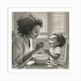 Mother And Child Eating Art Print