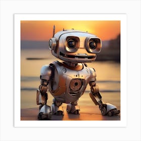 Robot At Sunset 7 Art Print