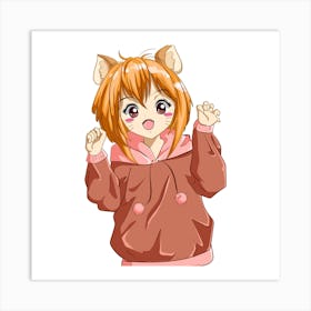 Anime Girl With Cat Ears Art Print