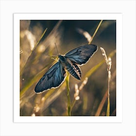 Moth On Grass Art Print