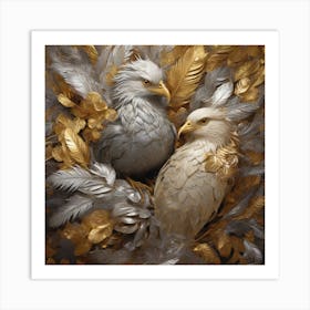 Golden Feathers and Silver Feathers 1 Art Print