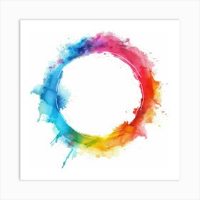 Watercolor Circle Frame 2 Art Print