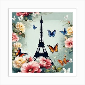 Paris With Butterflies 91 Art Print