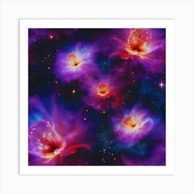 Nebula Flowers Art Print