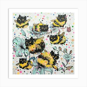 Funny Fat Cats Art Print