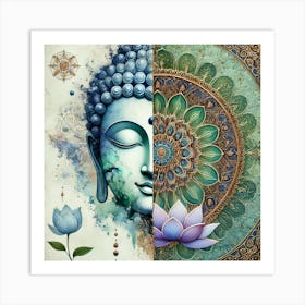 Buddha And Lotus 3 Art Print