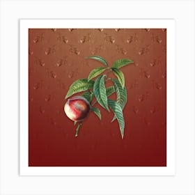 Vintage Peach Botanical on Falu Red Pattern n.1887 Art Print