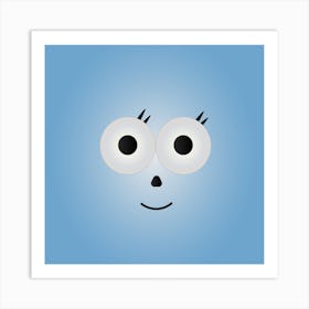 Cartoon Face With Big Eyes Art Print