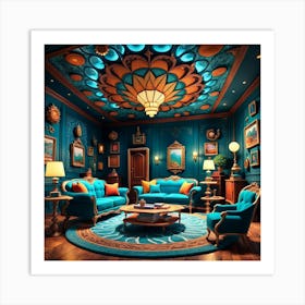 Blue Living Room Art Print