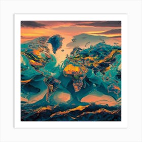 Abstract World Map 12 Art Print