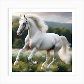 White Horse Running Art Print