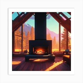Fireplace In The Living Room Art Print