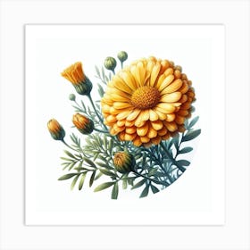 Flower of African marigold 1 Art Print