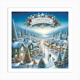 Christmas At The Village Art Print