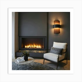 Modern Living Room With Fireplace 12 Art Print