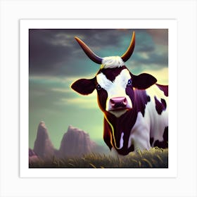 Cow In The Grass Art Print