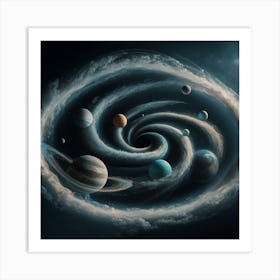 Spiral Galaxy With Planets 3 Art Print