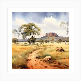 Watercolour Of Australian Landscape Art Print