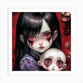 Girl With Red Eyes 1 Art Print