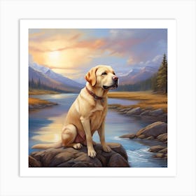  Labrador Retriever dog  valley art  Art Print