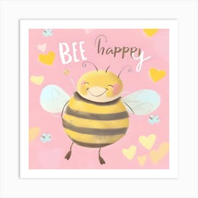 Bee Happy Watercolour Nursery Art Print