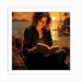 Girl Reading A Book Art Print