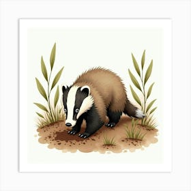 Badger Illustration Art Print