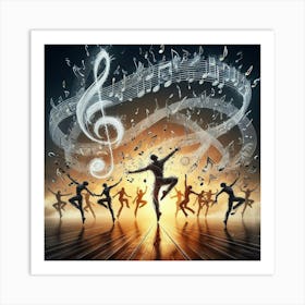 Dancers With Music Notes Art Print