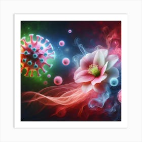 Coronavirus And Flower Art Print