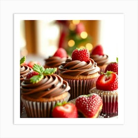 Asm Christmas Dessert With Chocolate And Strawberry Li 97e9cd8b 716c 4f5e B706 98ffd8883c7a Art Print