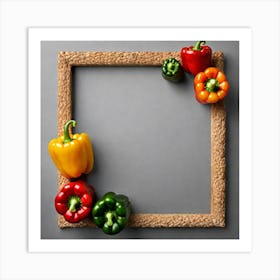 Colorful Peppers Frame Art Print