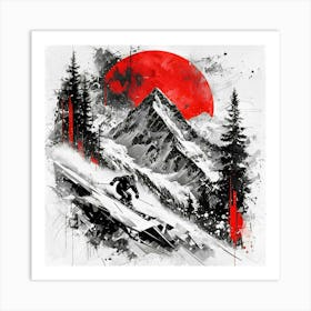 Skier In The Snow Art Print