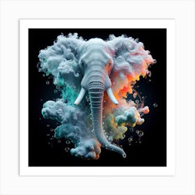 Elephant With Clouds Art Print