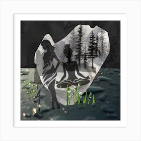 Woman In The Forest Art Print