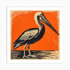Retro Bird Lithograph Pelican 3 Art Print