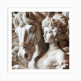 Lady And A Horse 2 Art Print