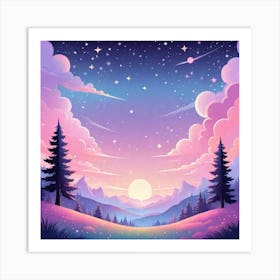 Sky With Twinkling Stars In Pastel Colors Square Composition 192 Art Print