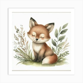 A cute baby fox Art Print