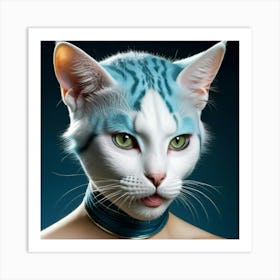 Cat With Blue Hair Art Print