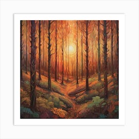 Sunset In The Forest 7 Art Print