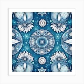 Blue Mandala 4 Art Print