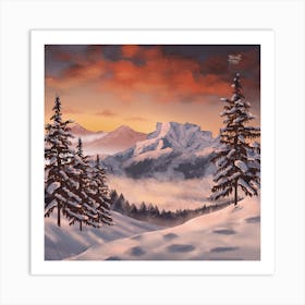 Snowy Mountains Art Print