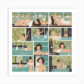 Spa Bathing Woman Art Print