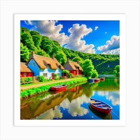 Cottages By The Water 1 Art Print