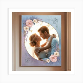 Couple Kissing In A Frame Art Print