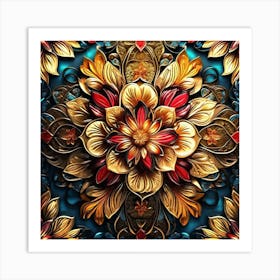 3d Floral Wallpaper 1 Art Print