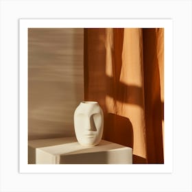 A Beige Vase with Shadows Show Product Stock Photography 11 Art Print